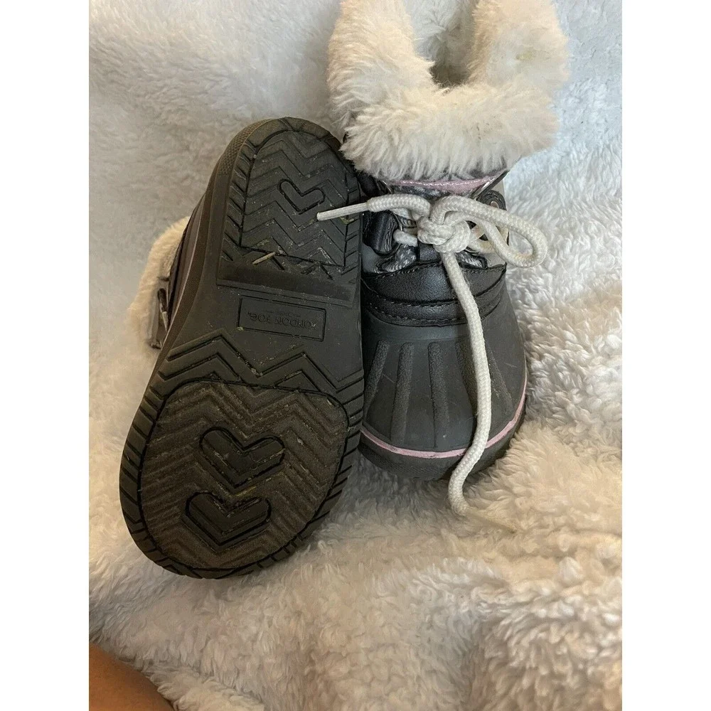 LONDON FOG Girls Lil Tottenham Grey/Pink Winter Snow Boots Toddler Size 7